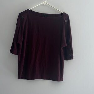 Ann Taylor Deep Burgundy Button Sleeve Blouse